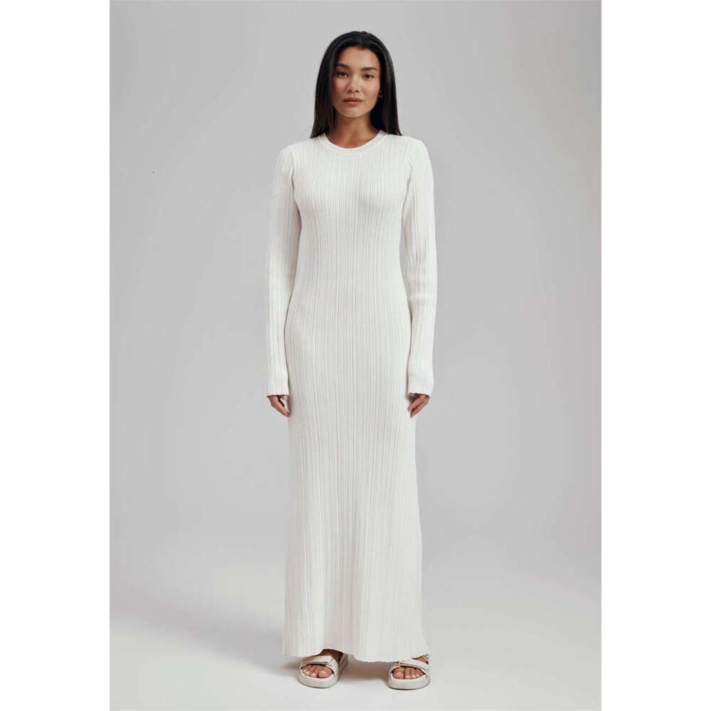 Autumn And Winter Knitted Long Skirt Slim Fit Figure-Flattering Warm Base Long-Sleeve Sweater Dress B5