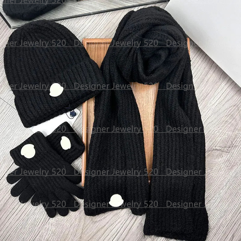 Designer Hat scarf Women Men Knitting Scarf Hat three-piece set Winter Outdoor travel warm long scarf Fashion soft breathable wool knitted quality hat gloves Scarves