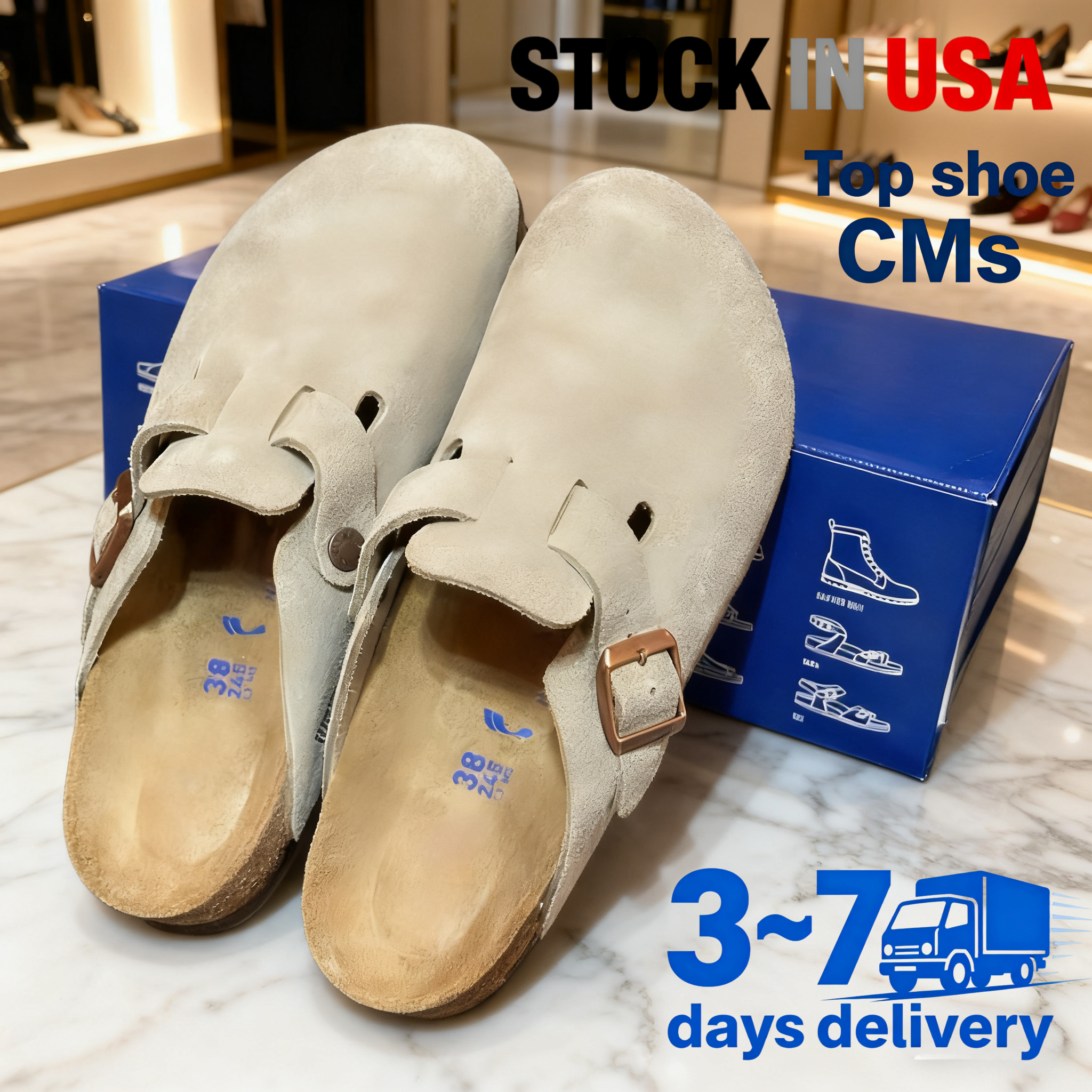 Free shipping Designer slides clogs Sandals Cork Flat Slippers Fashion boots Summer Winter Genuine Leather heels stock in USA Beach Casual Women Men shoes Size 35-46