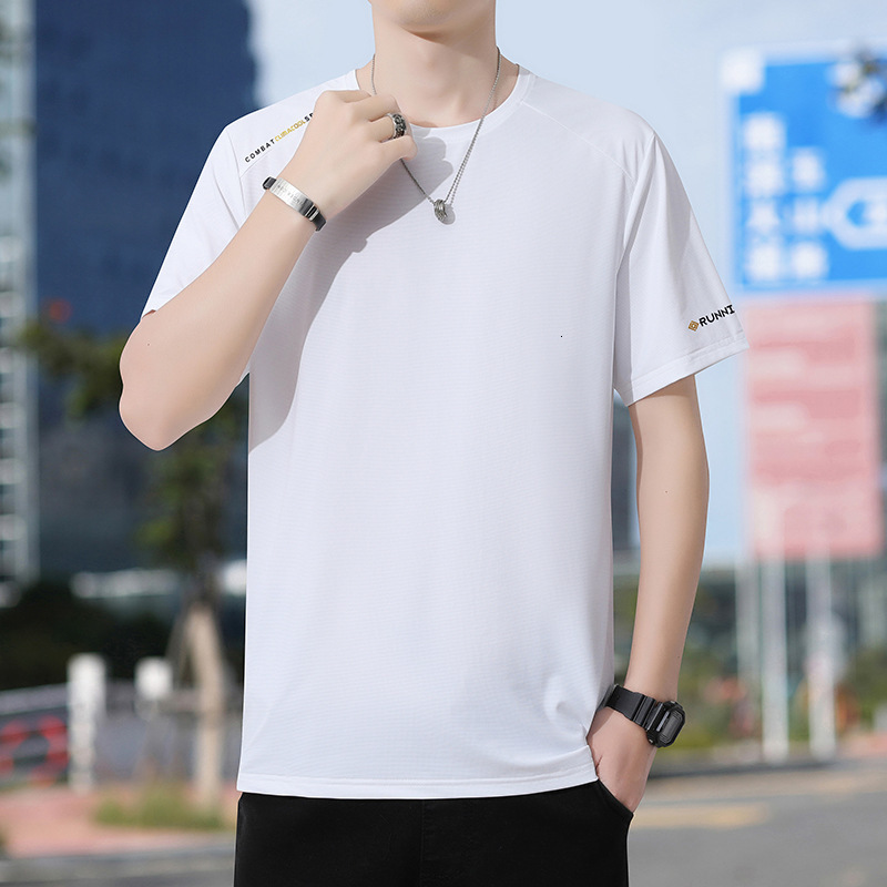 Ice Designer Hoodie Silk Short Sleeve T-shirt For Men 2025 New Summer Sports Thin Designer Shirt Quick-dry Breathable Round Neck Plus Size For Big And Tall