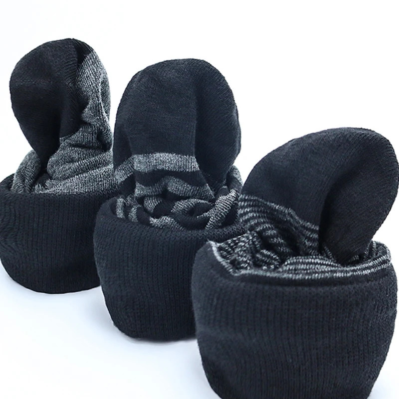 5 Pairs Large Size Fashion Business Men Dress Socks High Quality Stripe Black Gray Pure Men Cotton Socks Size EU4148251009