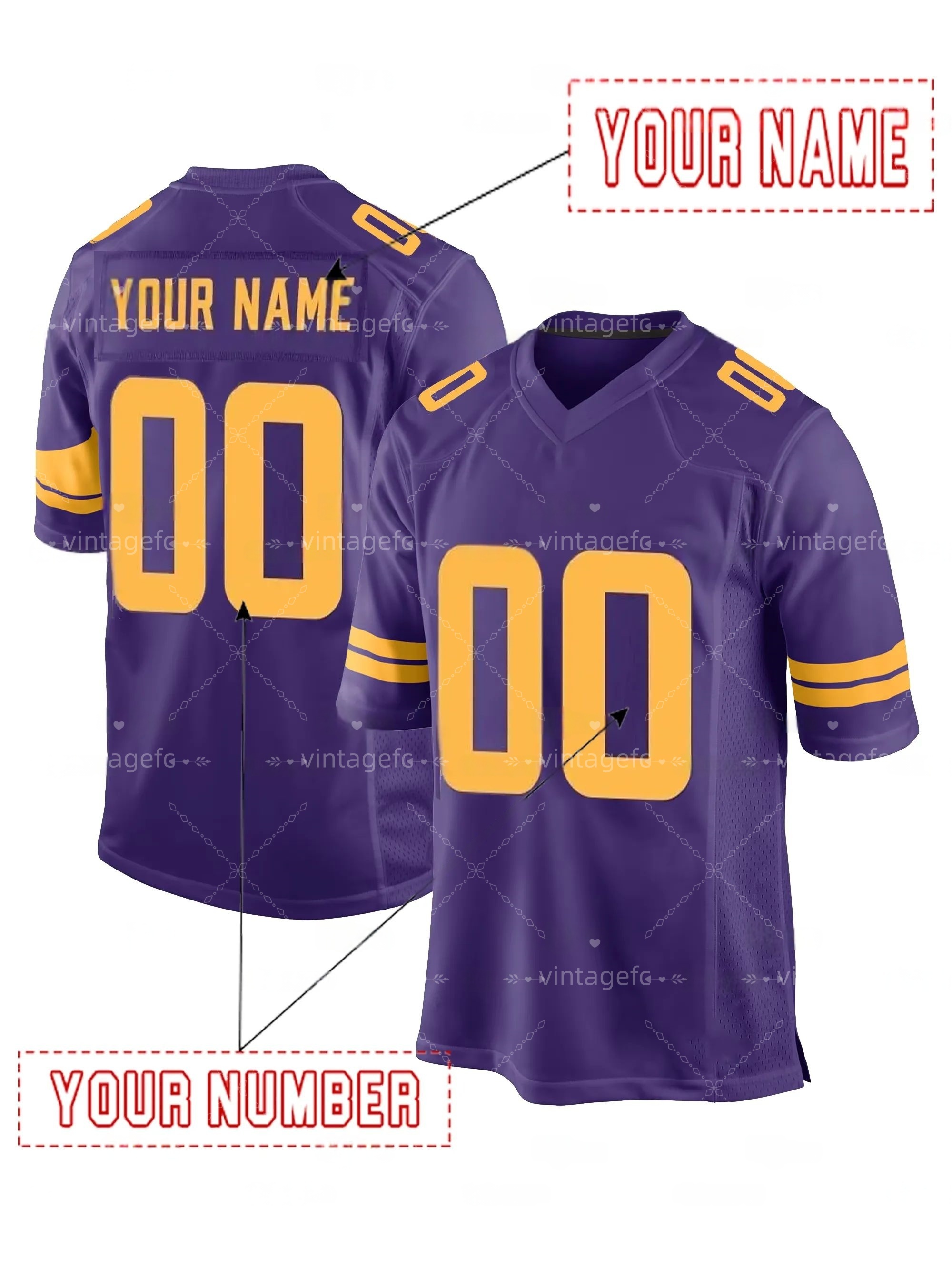 Personalized Custom Football Jersey Jefferson McCarthy Moss Darnold Addison Hockenson Smith Men Women Youth Embroidered Letter Number Design Polyester