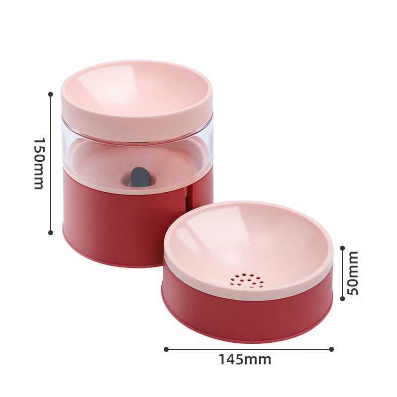 Pet Cat Food Bowl Elevated Dog Bowl 2in1 Automatic Pet Feeder Water Storage Dispenser Splashproof Water Container Removable C251009