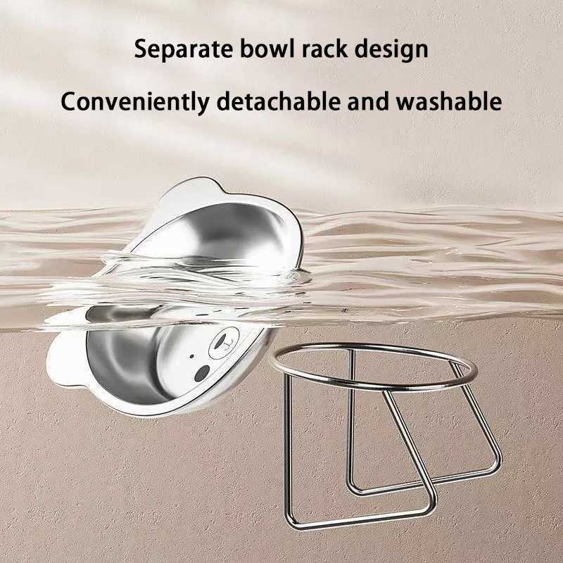 Raised Cat Bowls Tilted Neck Guard Cat Food Bowl 304 Stainless Steel Shatterresistant Elevated 15 Pet Supplies for Puppy Cat C251009