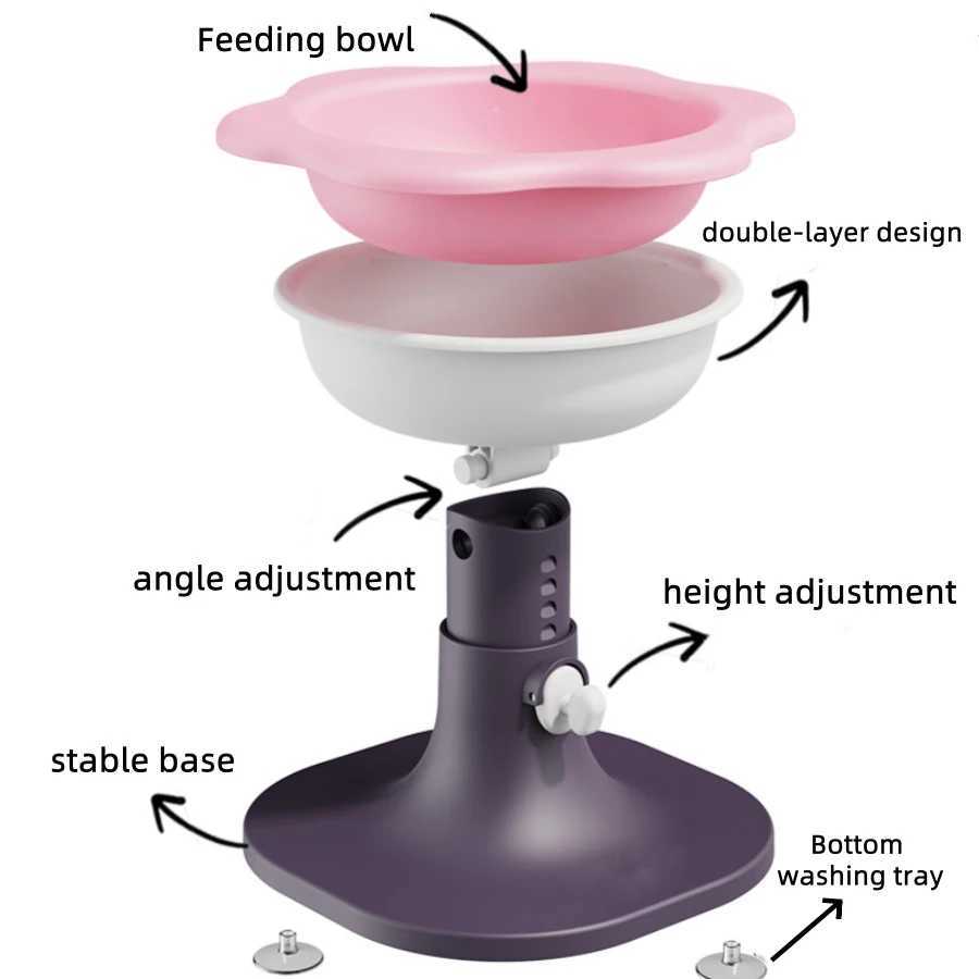 Multi functional pet bowl adjustable height anti slip feeder water dispenser one bowl dualuse cat bowl C251009