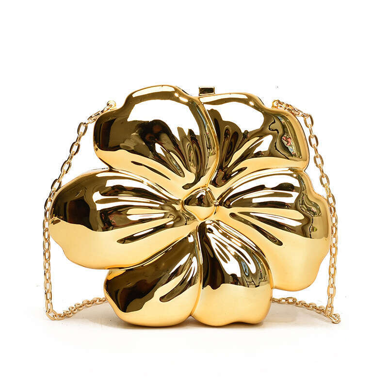 Flower Gold Acrylic Bag for Women 2024 New Niche Design Light High-end Feel Evening Dress Party