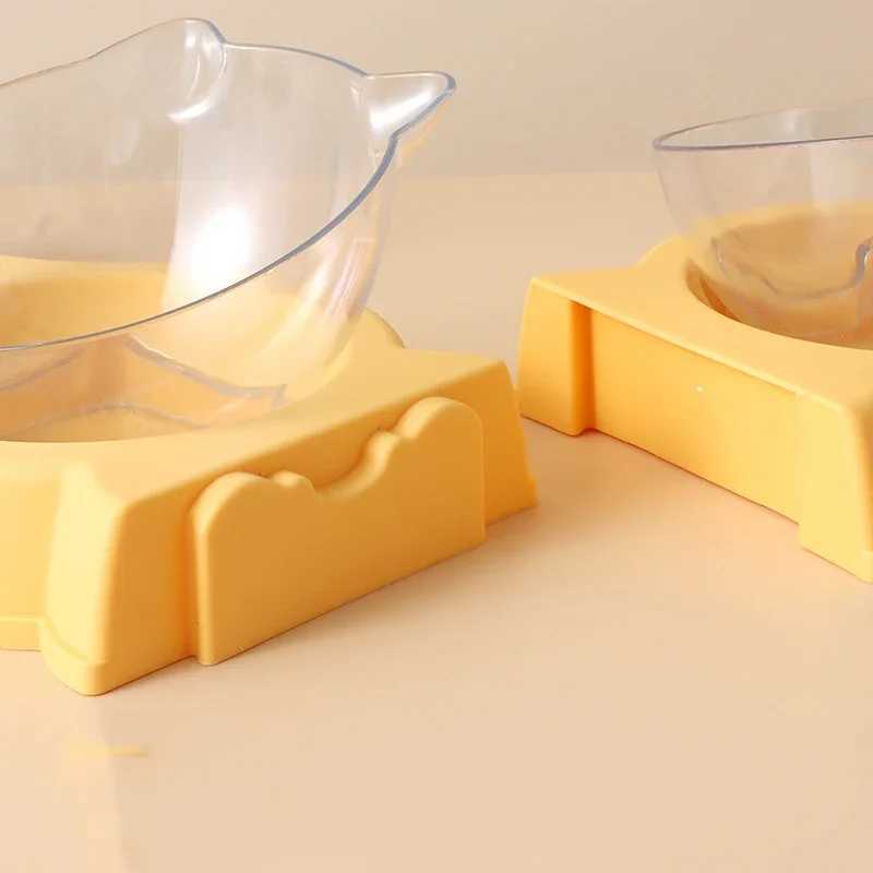 Pet Cat Food Bowl Automatic Feeder AllinOne Splice Dog Cat Food Bowl and Drinking Fountain Drinking Raised Standing Dish Bowl C251009