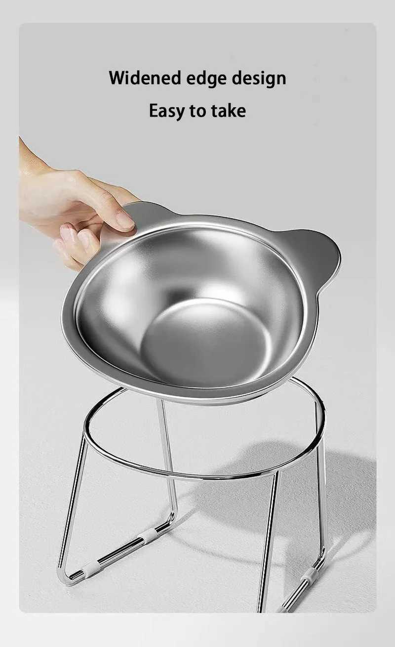 Raised Cat Bowls Tilted Neck Guard Cat Food Bowl 304 Stainless Steel Shatterresistant Elevated 15 Pet Supplies for Puppy Cat C251009