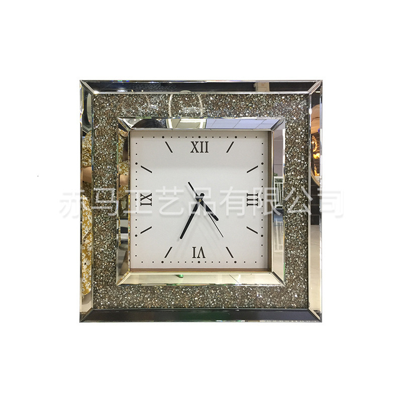 Creative decoration hanging on the wall of the living room clock sun card movement clock mirror glass mirror clock mirror 240919