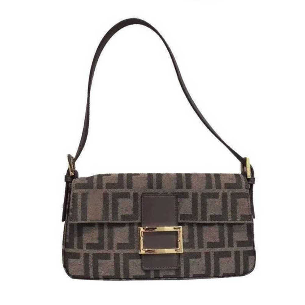 Designer bag High quality Women Crossbody baguette Bags Luxury Brand Vintage Shoulder Canvas Messenger Bag Underarm half moon Handbag Purse Wallet Brown Bags FF