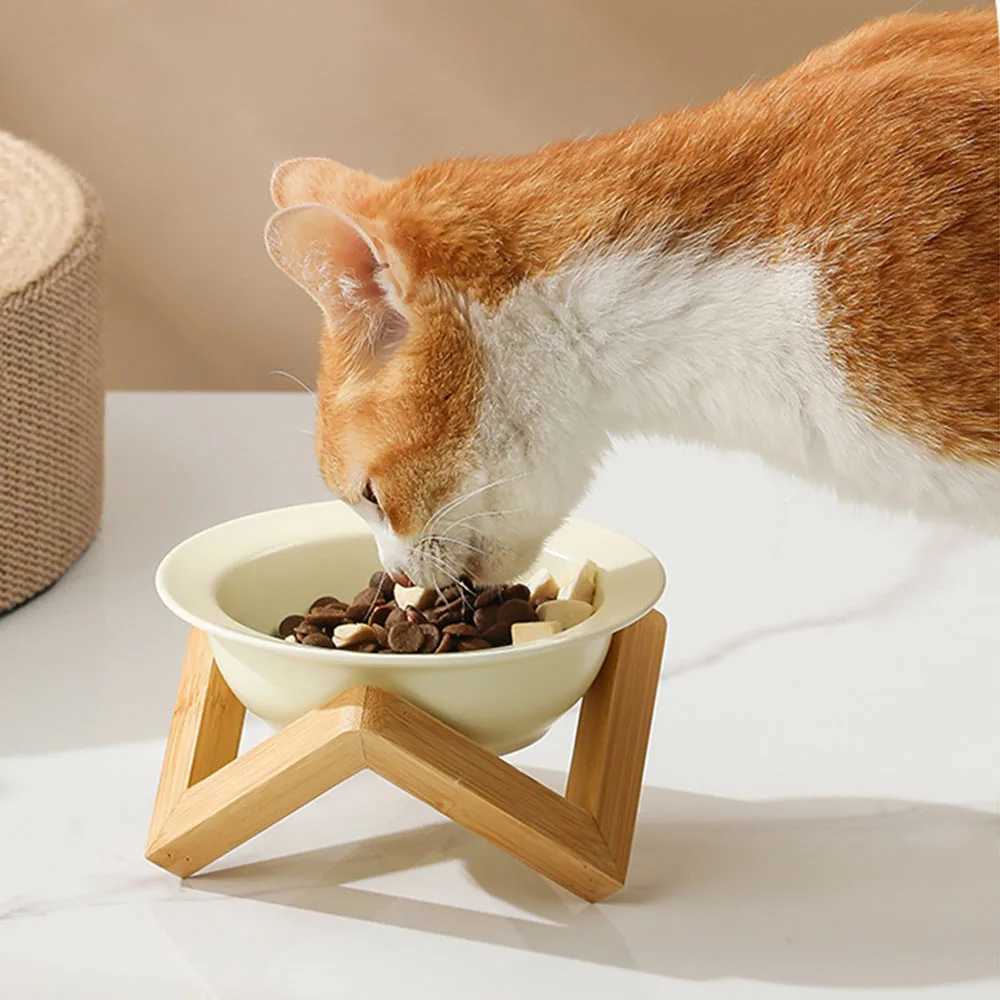 Elevated Pet Bowl Stand Ceramic Slant Mouth DogCat Bowls AntiSpill HighValue Pet Feeding Supplies for Dogs Cats C251009