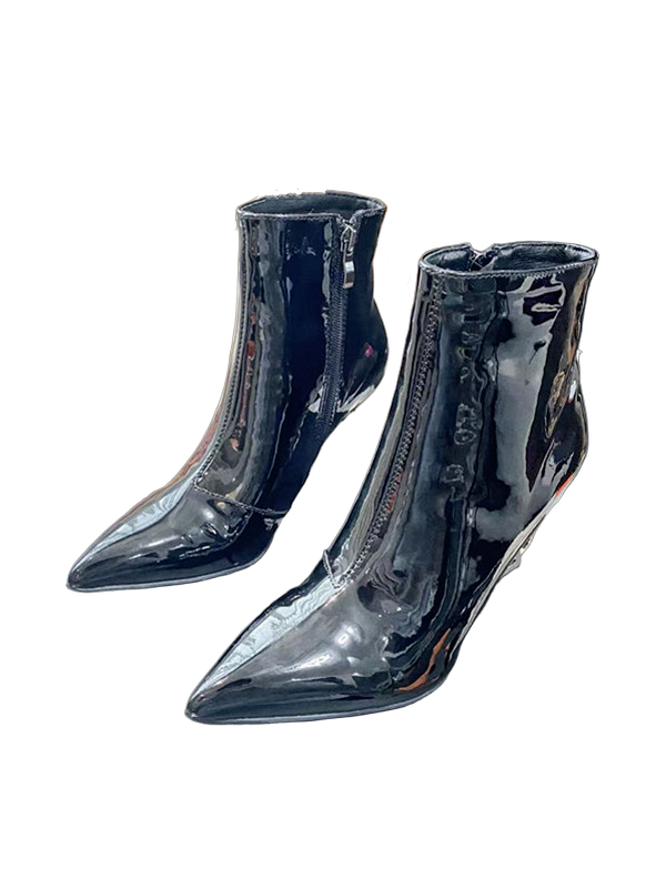 Women fashion Boots Zip Leather Stiletto Thin High heel Ankle Boots Classic with box