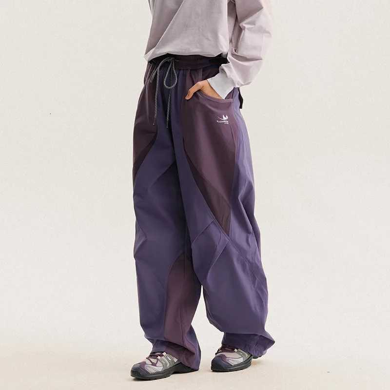 Men Outdoor Lightweight Quick Dry Ultra Loose Casual Splice Wide Leg Techwear Track Cargo Pants Women Strtwear Baggy Trousers X251010