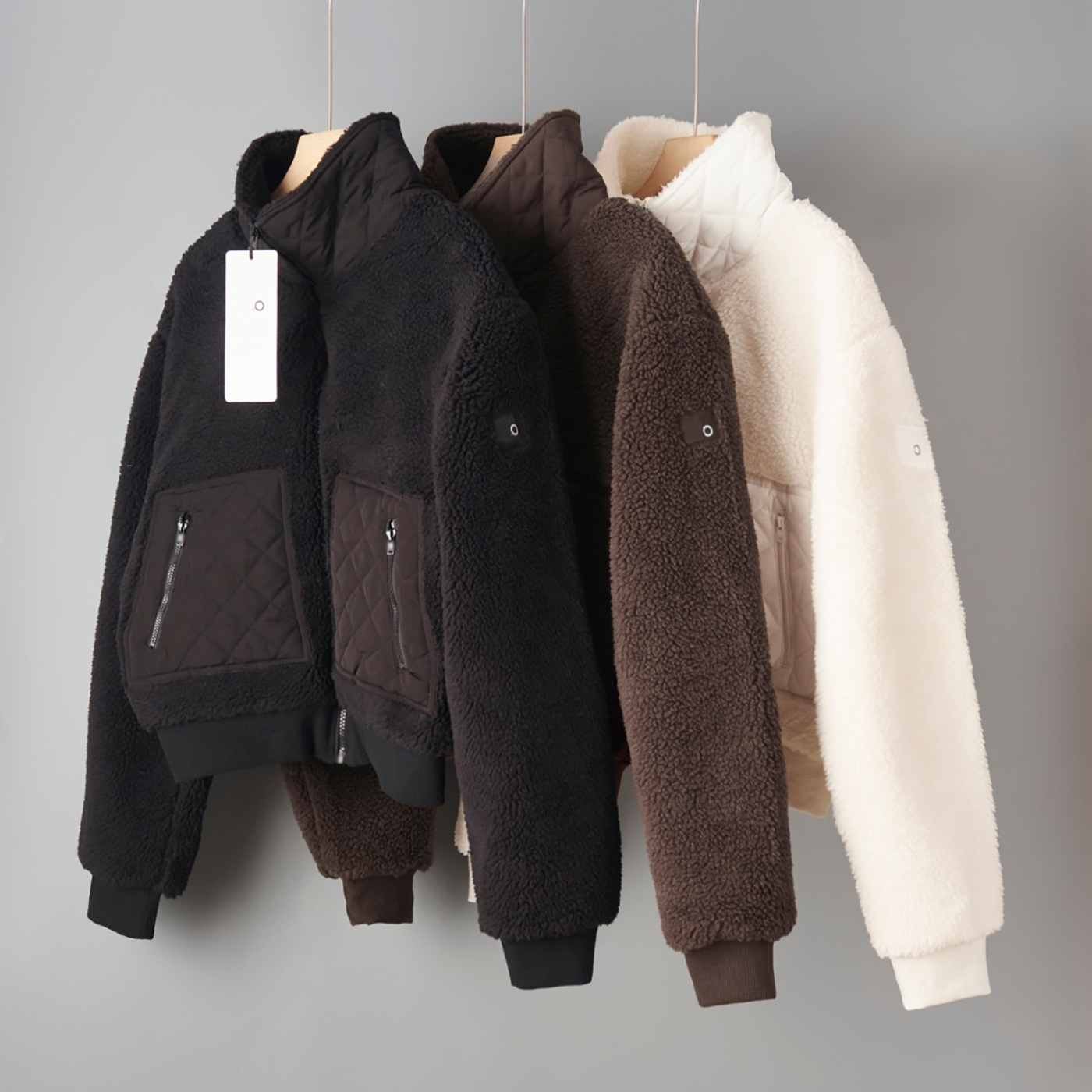 New Designer Womens Autumn Winter Brown Lambhair Hooded short thick And warm Sporty and Casual stand up Collar Zipper jacket Top Sports Jacket