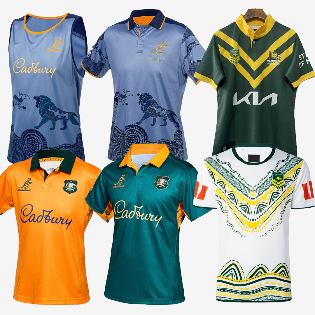 Mens 2025 Home Jersey Men's Training uniform Polo Shirt T Classic Kangaroos Rugby League 25 26 Australias Home away retro 1999 yellow orange Wallabies Lions Tour green