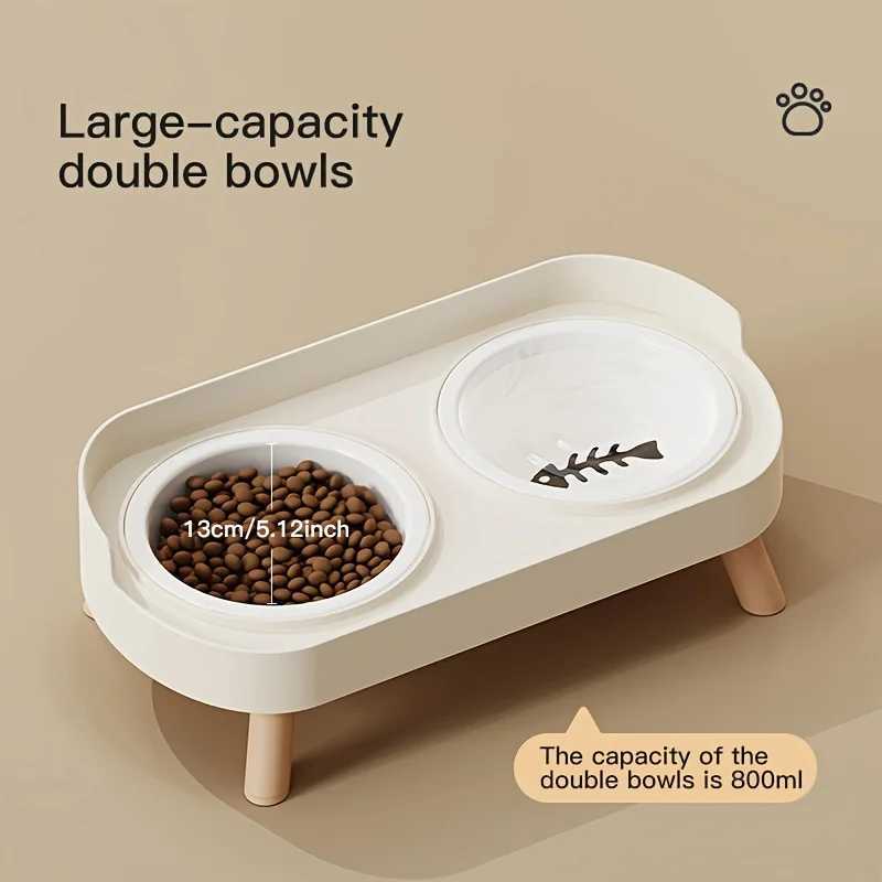 Newly Arrived Elevated Double Bowl Feeder for Cats And Dogs Featuring a Water And Feeding Integration Design C251009