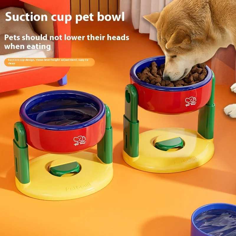 Adjustable Suction Cup Pet Bowl for Cats and Dogs Neck Protection Water Bowl Slanted High Leg Bowl AntiSpill C251009
