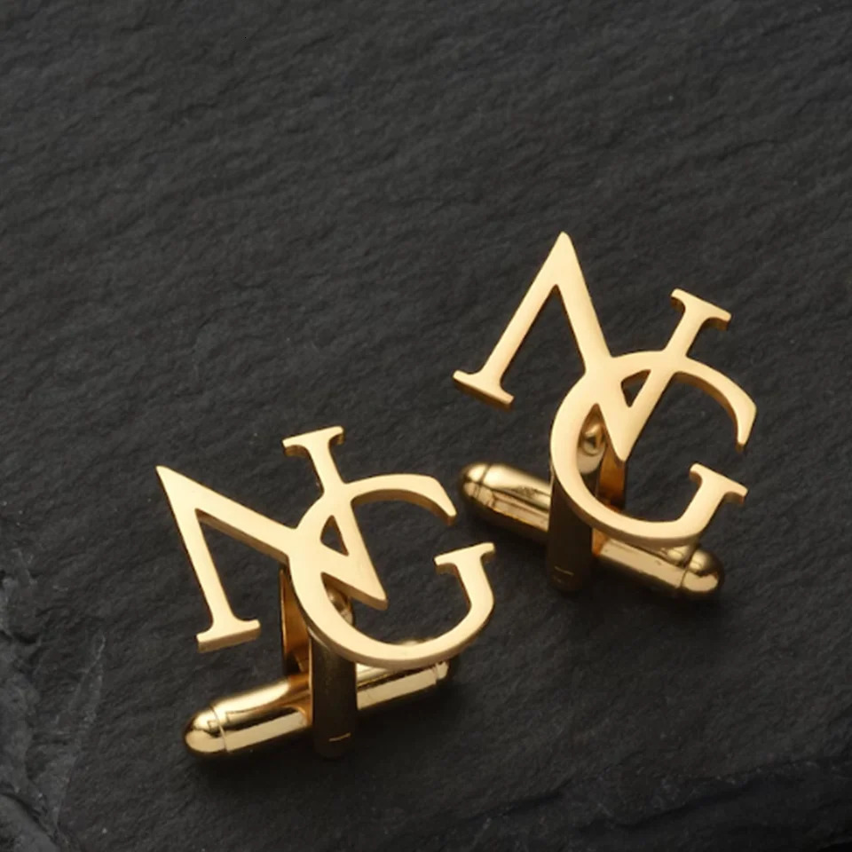 Custom Cufflinks for Mens Personalized Letter Stainless Steel Suit Shirt Button Wedding Groomsmen Fathers Day Gifts251008