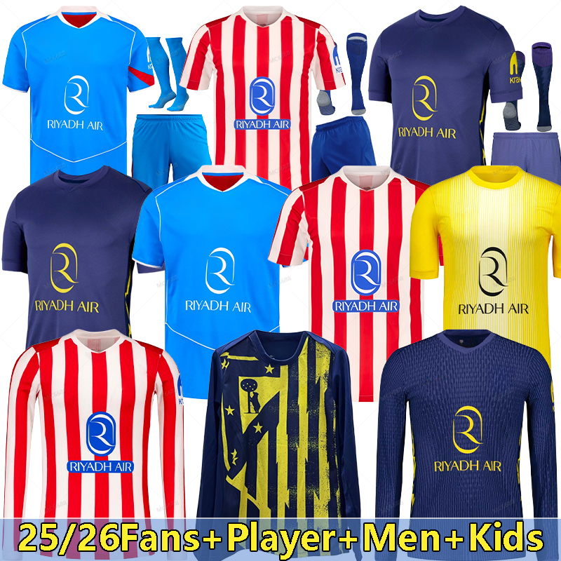 25 26 ALMADA GRIEZMANN JOHNNY 2025 2026 Atleticoes Madrides soccer jersey J. ALVAREZ football kit shirts RUGGERI ALEX B. camiseta de futbol men kids kits set camisetas