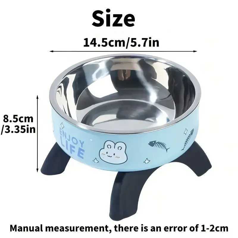 Cartoon Stainless Steel Pet Bowl Elevated Neck Saver for Cats Dogs AntiSlip Large Capacity Feeder C251009