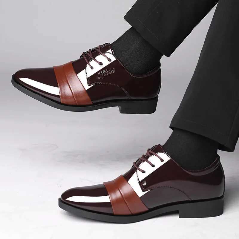 Social Shoe for Men Casual Business Patent Leather Dress Shoes Man Bright Upper Pointed Toe 2025 Trend Office Suit Footwear NewXJ251010
