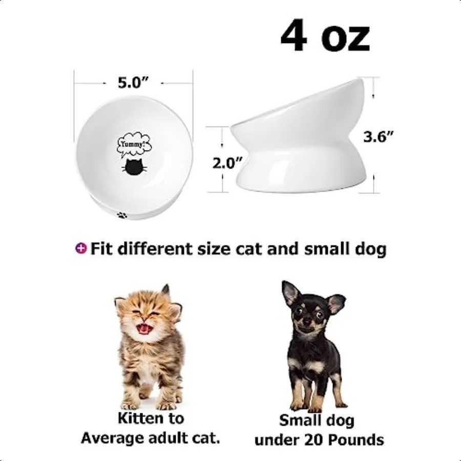Cat Bowl Anti Vomiting Raised Food Bowls Tilted Elevated Bowl Ceramic Pet Food Bowl for Flat Faced Cats Small Dogs Protect Pet C251009