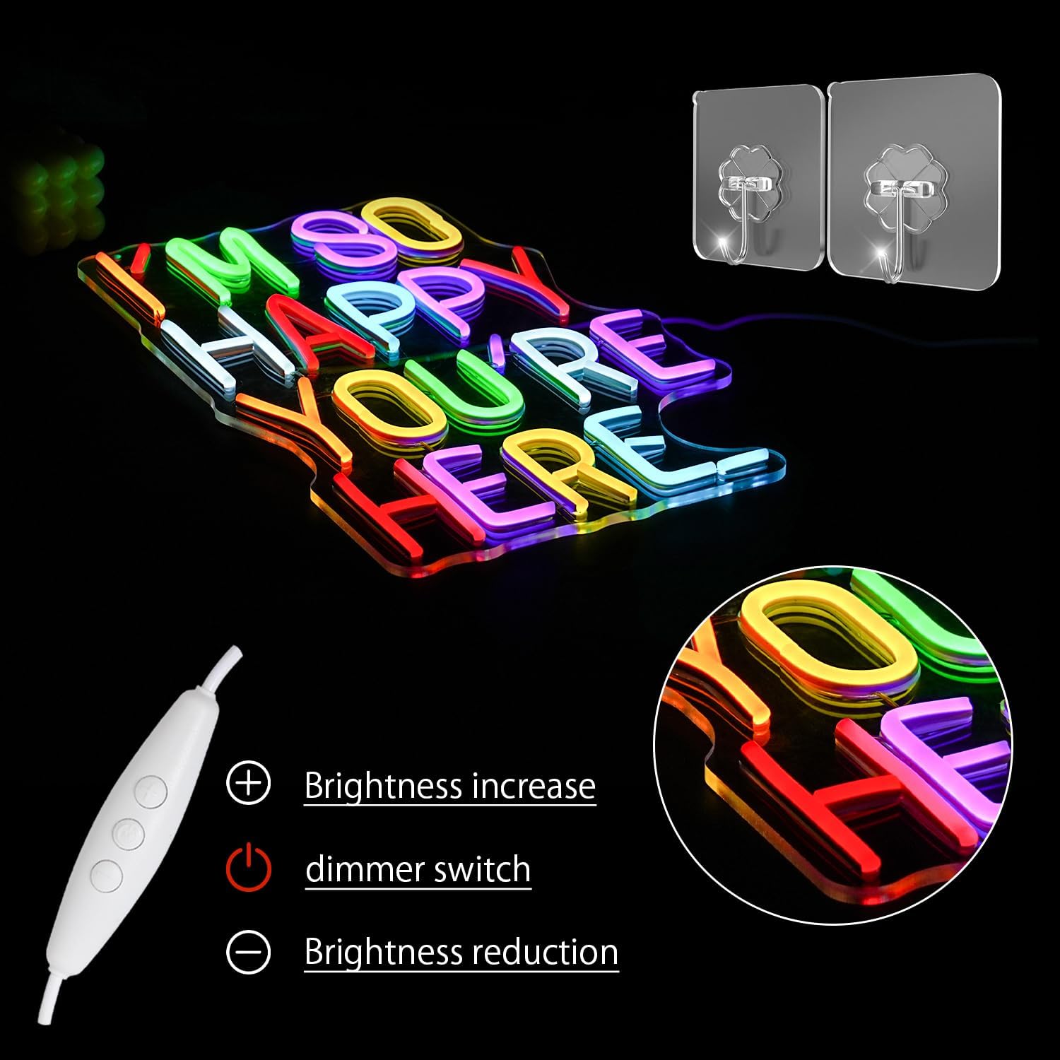 Letter neon signs, dimmable positive belief LED lights, children's room welcome signs, classroom family business, wall art decoration