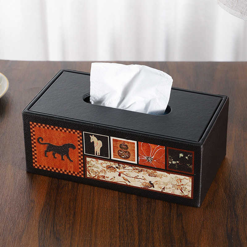 Oil Painting Multifunctional Home Desktop Tissue Box Storage Dining Table Living Room Highend Tissue Box Light Luxury Highend Feel New C251010