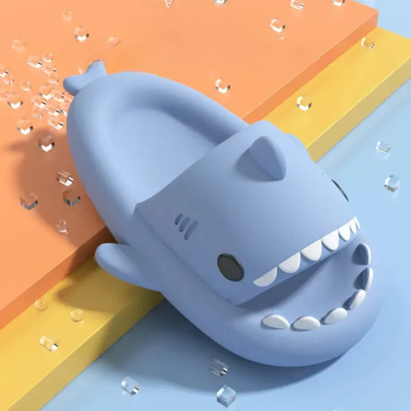 Women Shark Slippers Couple Beach Sea Flip Flops Cute Children Shark Slides Men Indoor Outdoor Nonslip Eva Sandals Home Shoes