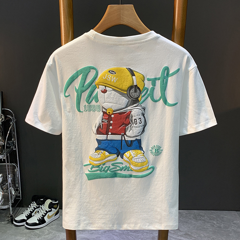 2025 Summer New Designer Hoodie Short Sleeve T-shirt Men's American Style Trendy Brand Breathable Designer Shirt Loose Printed Trendy Top
