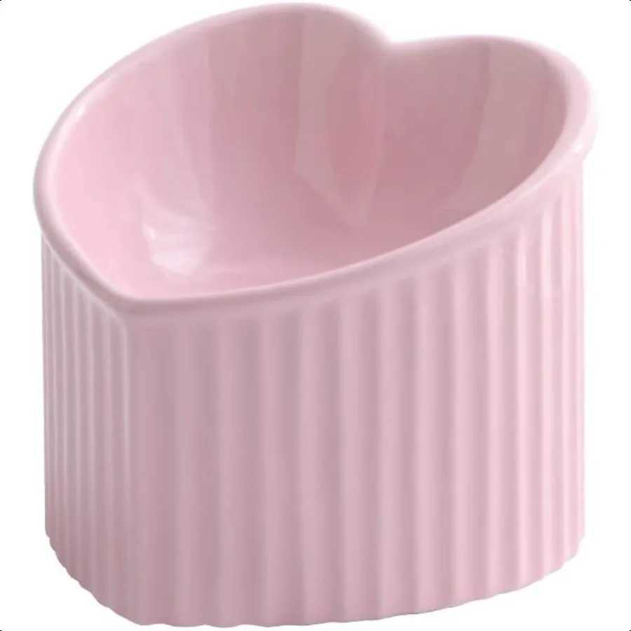 Pink Ceramic Raised Cat Bowls Tilted Elevated Food or Water Bowls Str Free Backflow Prevention Dishwasher and Microwave Safe Le C251009