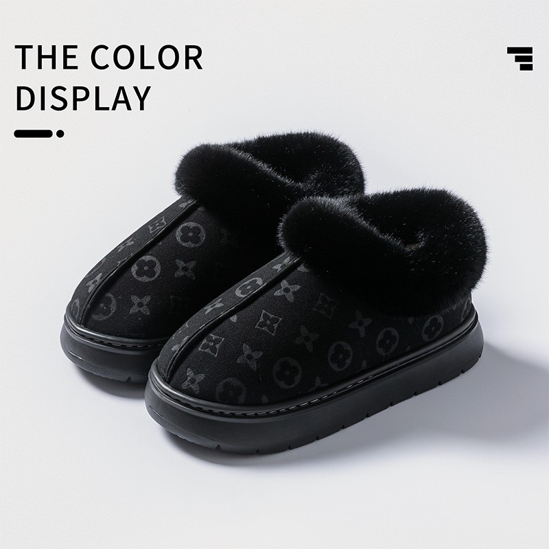 2025 New Arrival Men's Suede Cotton Slippers Home Use, Fleece-Cuffed, Warm, Closed-Heel & EVA Anti-Slip Snow Boots