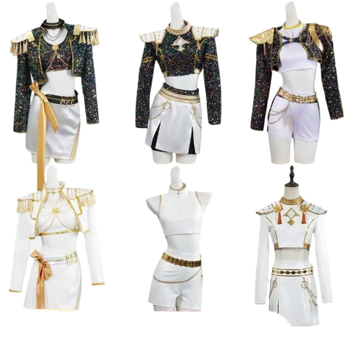 Kids Girls Kpop Demon Hunters Rumi Mira Zoey Cosplay Black Golden Costume Wig For Child Uniform Set Roleplay Outfits Halloween251010