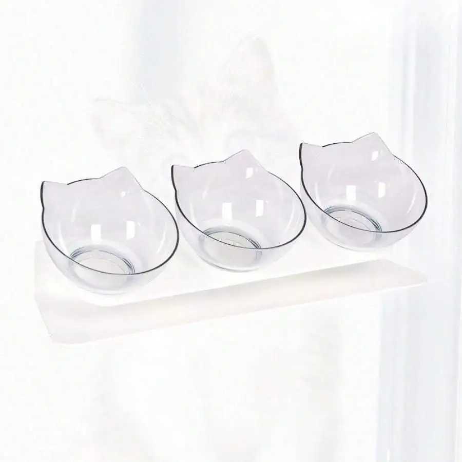 Three in one ergonomic pet bowl set with tilt design and high stand neck protection durable PP material C251009