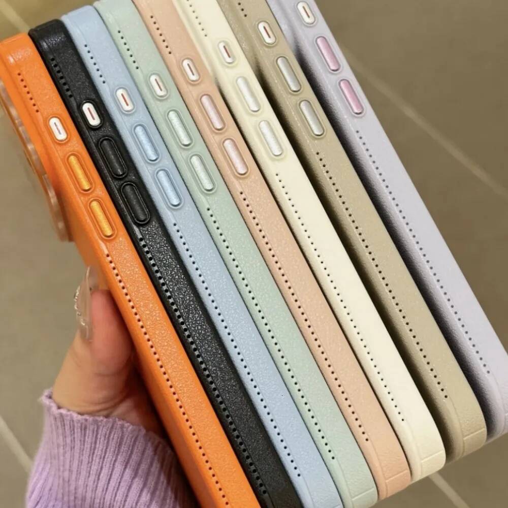 HD Glass Camera Case For iPhone 17 Air 16 15 14 13 12 11 Pro Max Plus Hard PC Leather Texture Armor Shockproof Funda