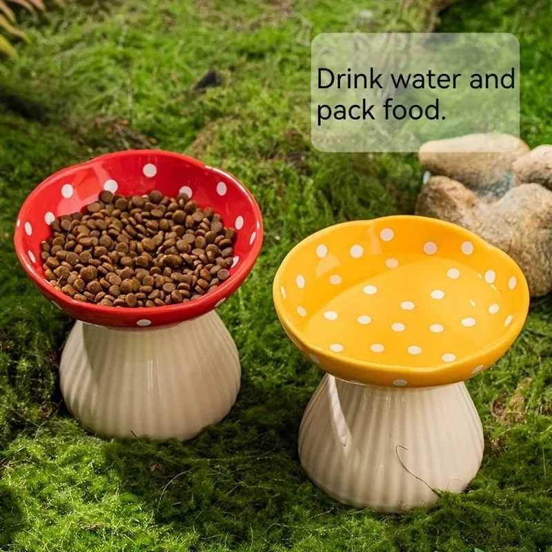 Mushroom Bowl Pet Feeding Water Bowl Resin Home Decoration Outdoor Statue Crafts Ornaments Holiday C251009
