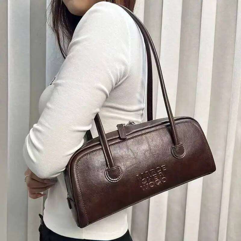 Marge Sherwood Korean Cowhide Boston Hand-Held Underarm Bowling Shoulder Bag Mdng2510