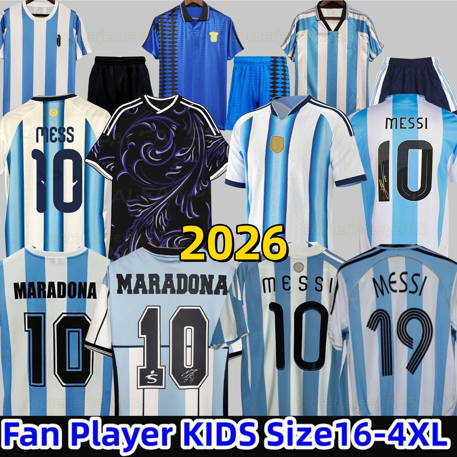 Argentina 2026 World Cup Home Soccer Jerseys MESSIS 50th 2025 3 Star Fans Player Version MAC ALLISTER DYBALA DI MARIA MARTINEZ DE PAUL Men Kids kit Football Shirts