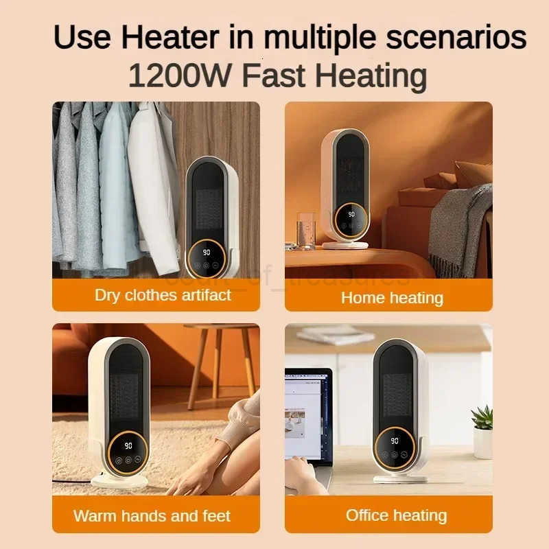 PTC Ceramic Space Heater E68E68S Desktop Fan Heater 1200W With LED Display TouchRemote Control TipOver Overheat Protection M251010