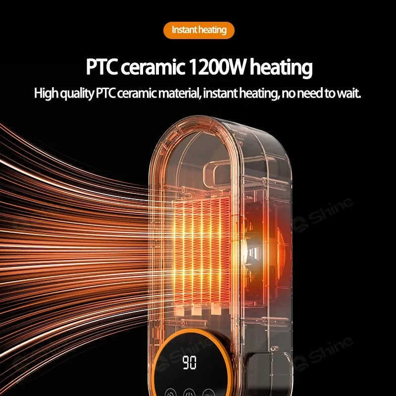 PTC Ceramic Space Heater E68E68S Desktop Fan Heater 1200W With LED Display TouchRemote Control TipOver Overheat Protection M251010