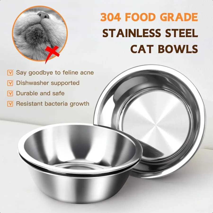 Elevated Cat Food Bowl 3 Stainl Steel Raised Cat Bowls with Stand 15Tilted Cat Bowl for Small Dog Cat Food and Water Bowl Set A C251009