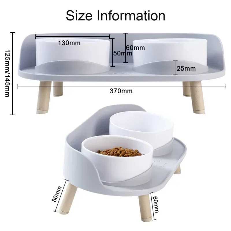 Food Feeders Pet Cat Double Bowls Feeder Adjustable Height Cats Dogs Drinker Water Bowl Dish Elevated Feeding Kitten Supplies C251009