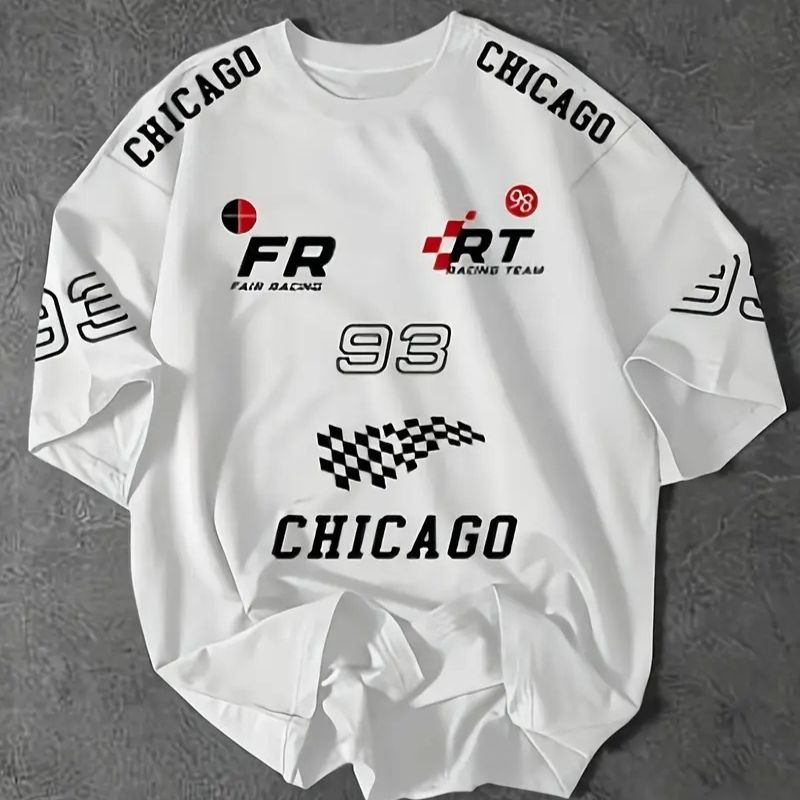 Men's Racing Graphic Oversized T-Shirt - Casual Streetwear Tee-45