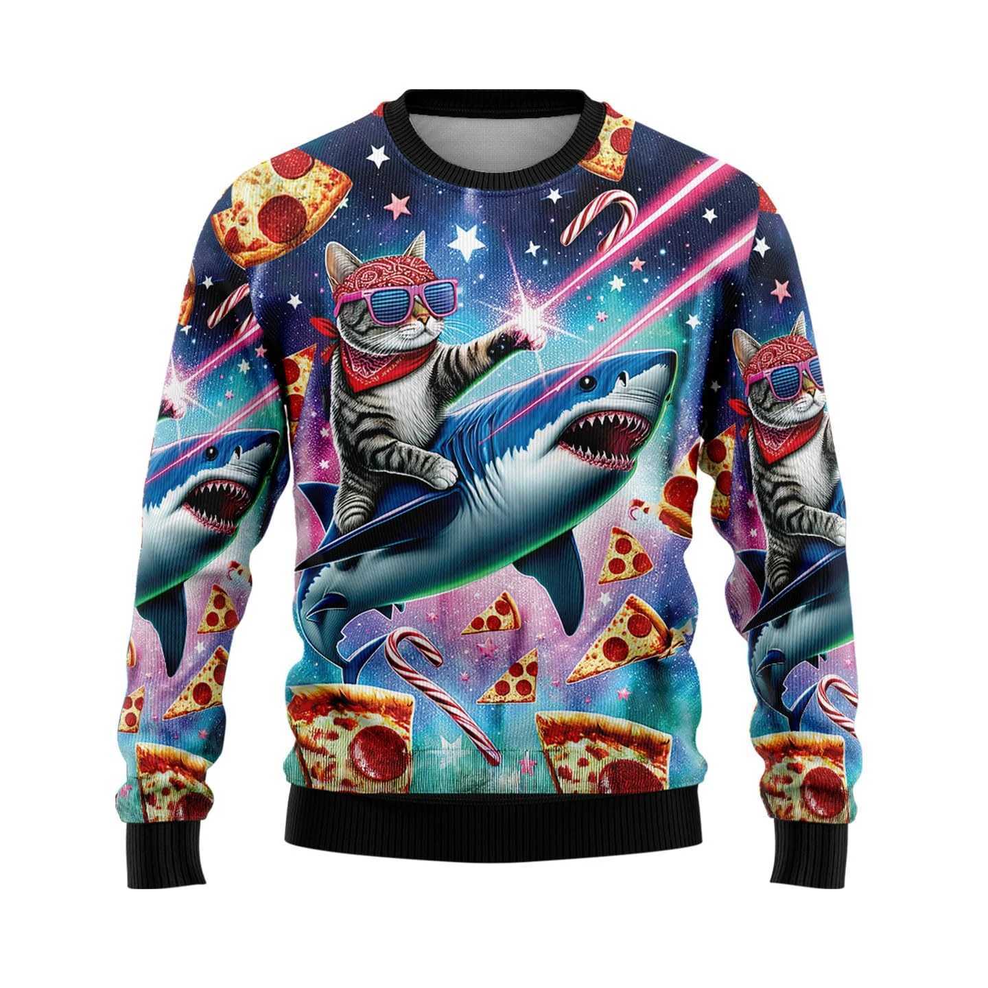 Hip Hop Women Ugly Christmas Sweaters Funny Animal Santa Christmas Sweater Men Xmas Holiday Crewneck Sweatshirt Set Tops X251010