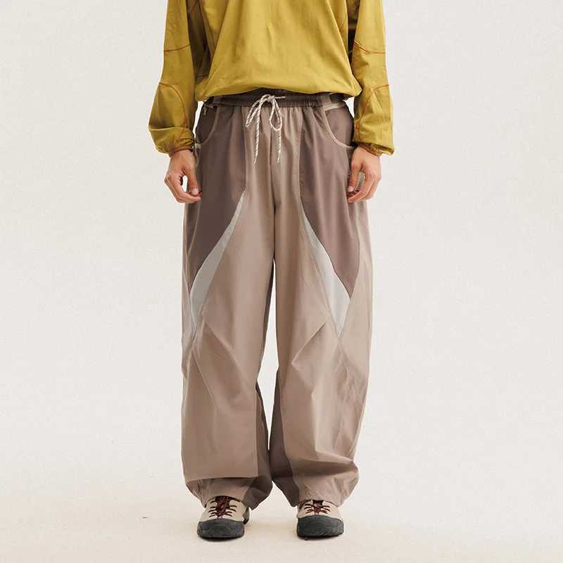 Men Outdoor Lightweight Quick Dry Ultra Loose Casual Splice Wide Leg Techwear Track Cargo Pants Women Strtwear Baggy Trousers X251010
