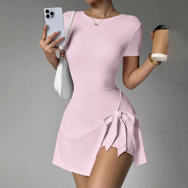 FUBEIKE Fake TwoPiece AntiExposure TightFitting Sports Dress Slimming Strap Casual Fitness Back Yoga Tennis Dress 251010