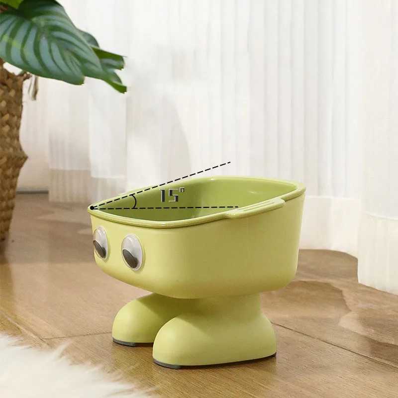 Cute BigEye Robot Elevated Cat Bowl NeckProtecting WaterFood Integrated Bowl AntiTip Feeding Bowl for CatsDogs C251009
