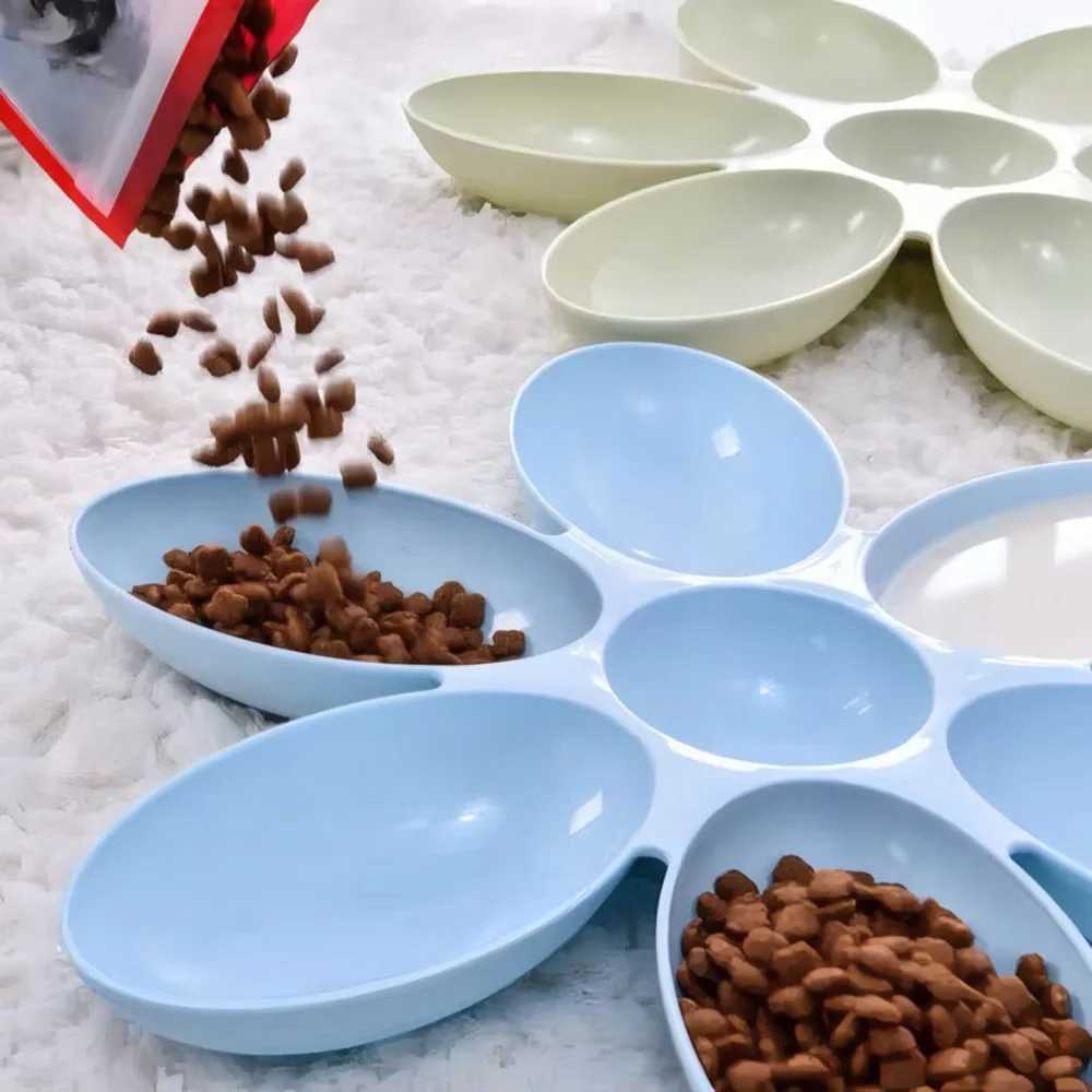 6Grid Petal Cat Bowl AntiSnatching for MultiCats Special for KittensNursing CatsStrays Durable Feline Feeding Supplies C251009