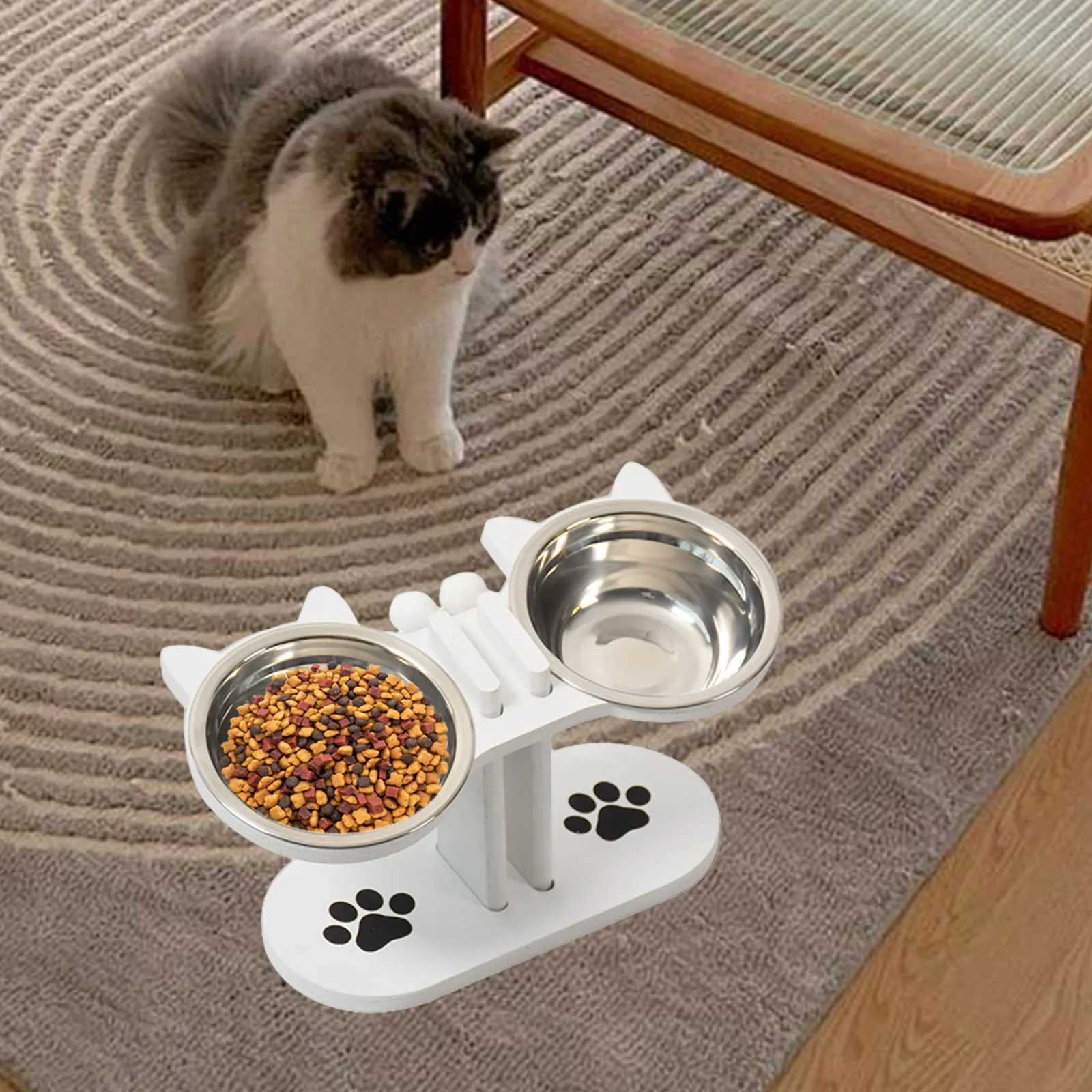 Cat Bowls Elevated Dish Pet Food Bowls for Food and Water Kitten Indoor Cats Cat Bowls with Stand Cat Dining Table Dish C251009