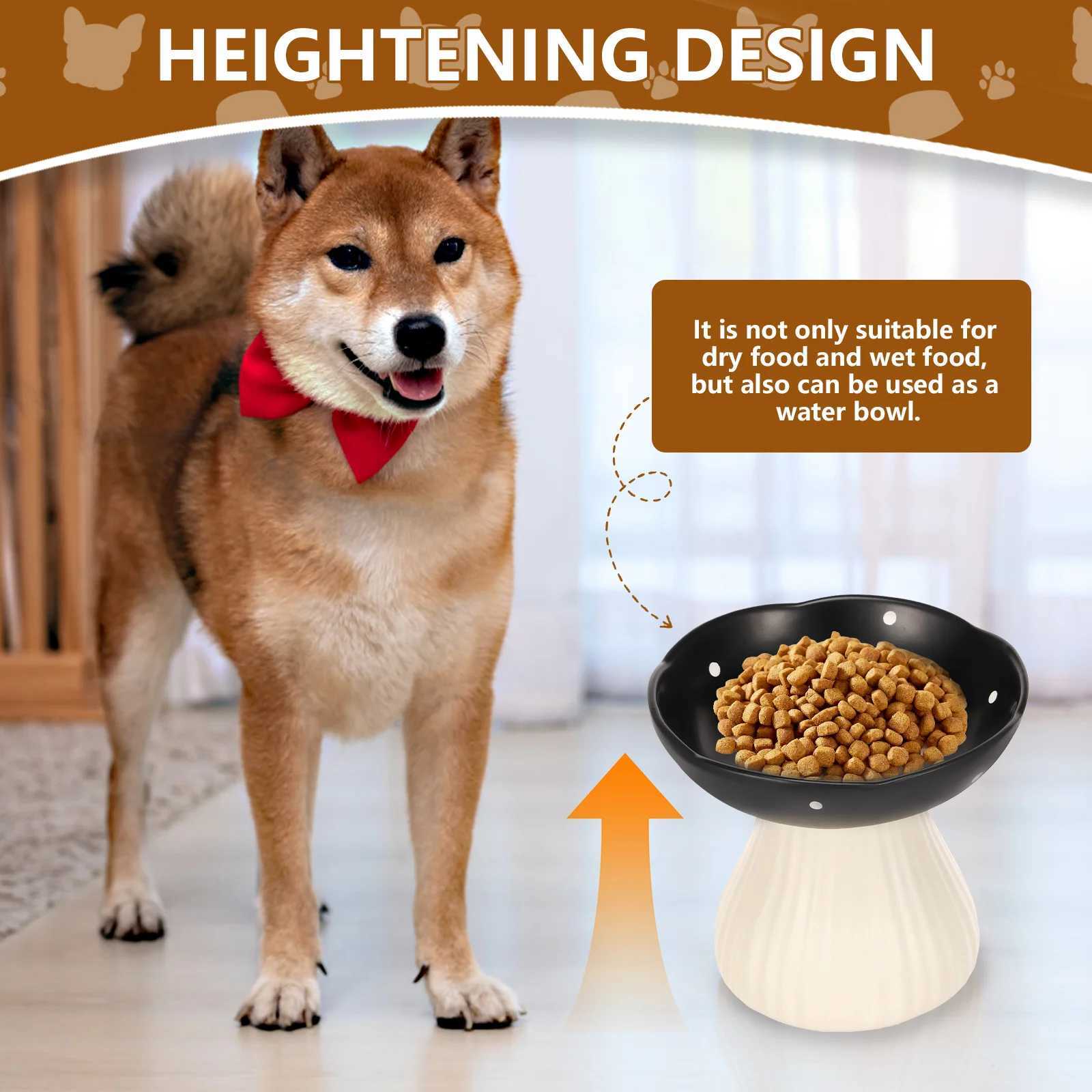 Resin Raised Cat Bowl Dog elevated feeder Pet feeding drinking Dish with NonSlip Base 300ml Cute Mushroom Design Puppy Dog bowl C251009